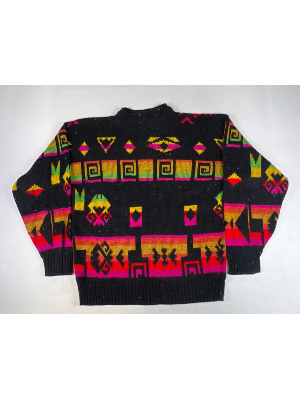 Jane Adams Vintage 1989 Women's M Multicolor Geometric Print Acrylic Sweater